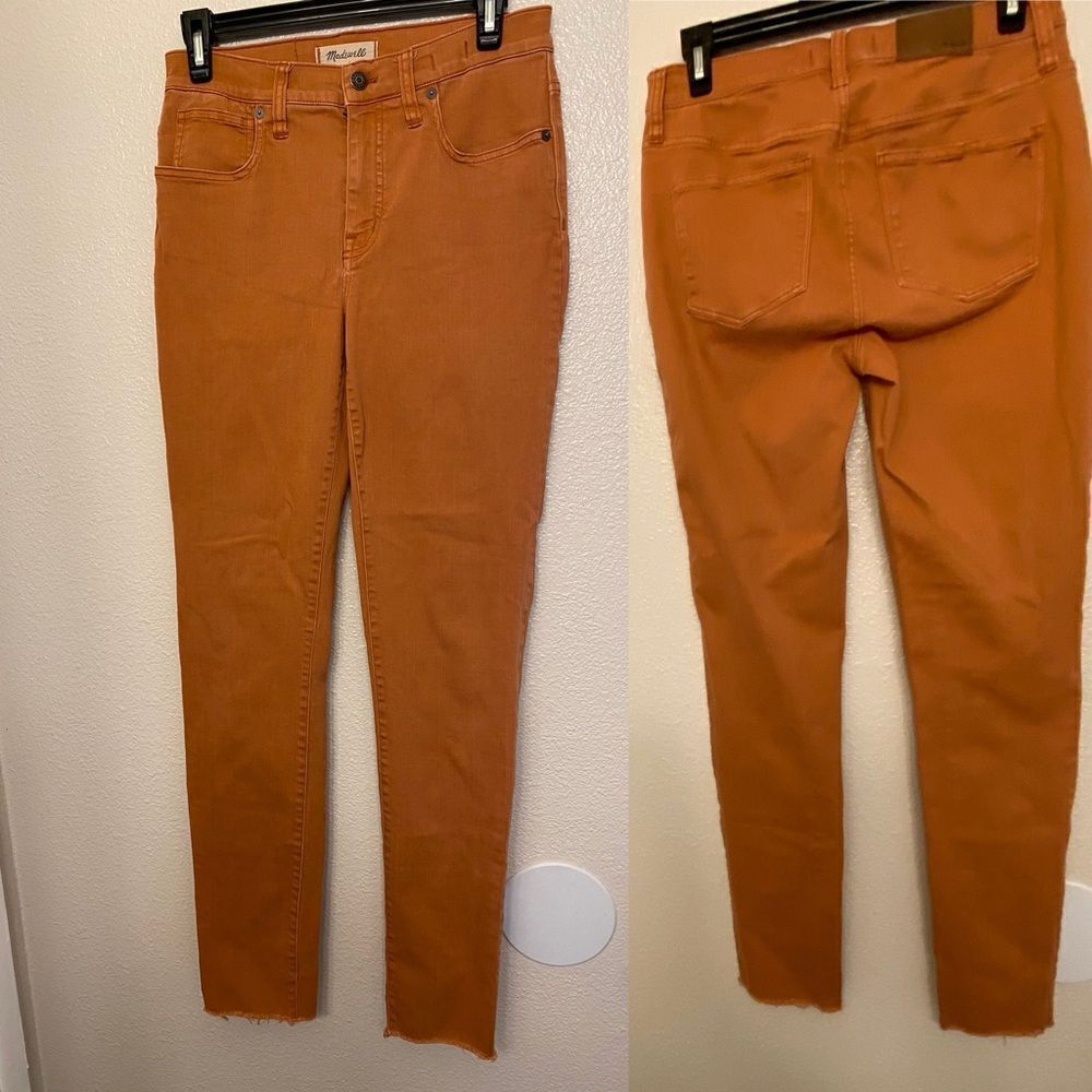 Madewell lyocell 9" High-Rise Skinny Jeans Raw Hem orange G7645 27 Tall